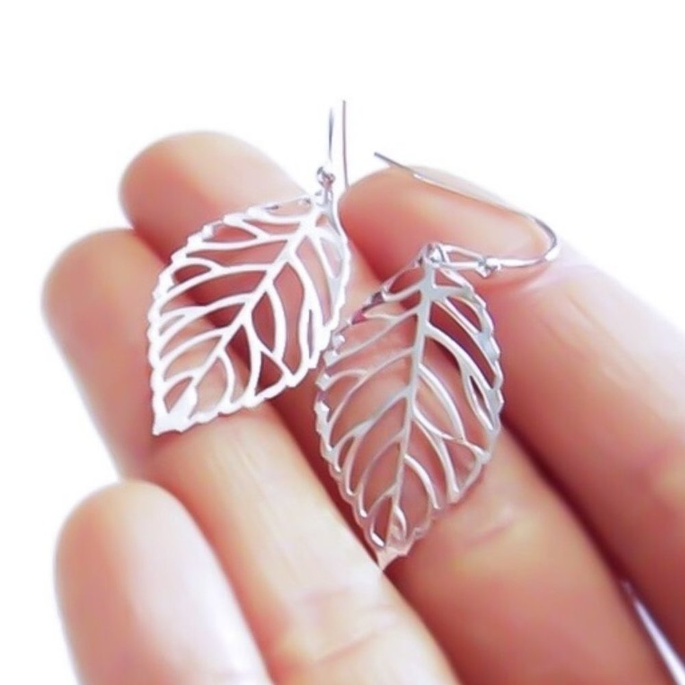 Silver & Silver Tone Leaf Earrings